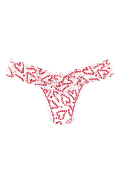 Shop Hanky Panky Print Lace Low Rise Thong In Candy Cane