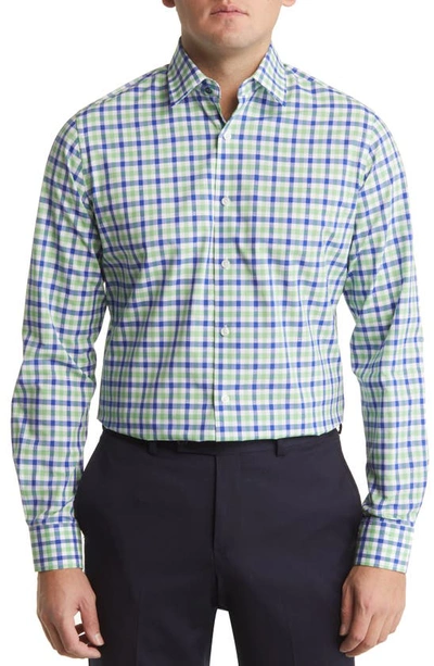 Shop Duchamp Tailored Fit Gingham Dress Shirt In Green