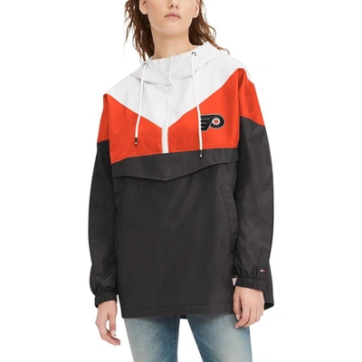 Shop Tommy Hilfiger Orange/black Philadelphia Flyers Staci Half-zip Windbreaker Jacket