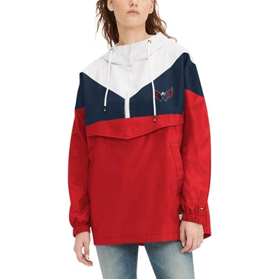 Shop Tommy Hilfiger Navy/red Washington Capitals Staci Half-zip Windbreaker Jacket