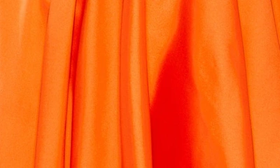 Shop Ieena For Mac Duggal One-shoulder Long Sleeve Satin High/low Gown In Orange