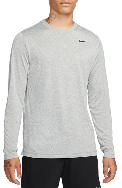 Shop Nike Legend Long Sleeve Dri-fit Training T-shirt In Grey/ Silver/ Htr/ Black