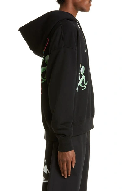 Shop Off-white Alien Arrow Skate Cotton Graphic Hoodie In Black/ Green