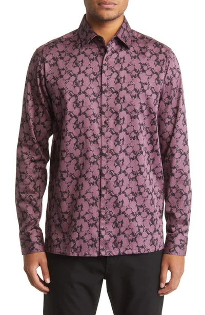 Shop Ted Baker Comlee Floral Button-up Shirt In Maroon