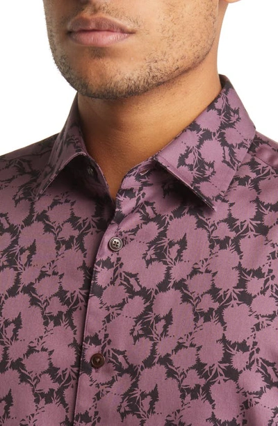 Shop Ted Baker Comlee Floral Button-up Shirt In Maroon