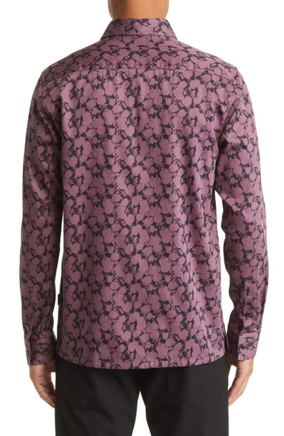 Shop Ted Baker Comlee Floral Button-up Shirt In Maroon
