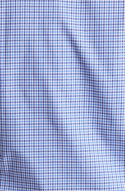 Duchamp Plaid Print Long Sleeve Tailored Fit Dress Shirt In Navy