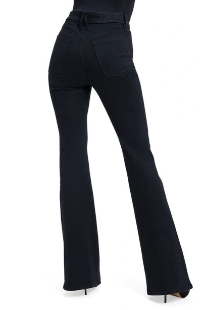 Shop Good American Pull-on Flare Jeans In Black001