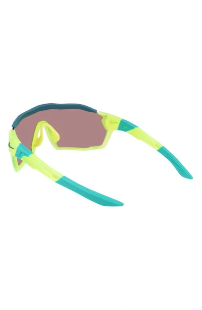 Shop Nike Show X Rush 58mm Shied Sunglasses In Matte Volt/ Chrome Mirror