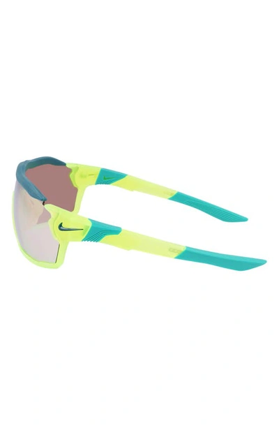 Shop Nike Show X Rush 58mm Shied Sunglasses In Matte Volt/ Chrome Mirror