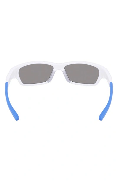 Shop Nike Kids' Jolt 57mm Mirrored Modified Rectangular Sunglasses In White/ Blue Mirror
