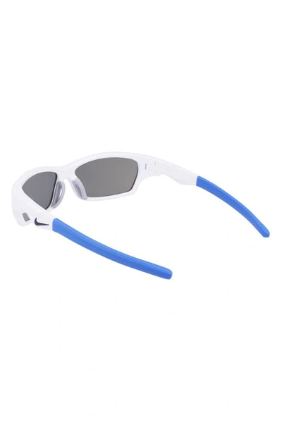 Shop Nike Kids' Jolt 57mm Mirrored Modified Rectangular Sunglasses In White/ Blue Mirror