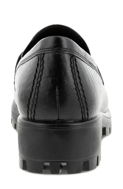 Shop Ecco Modtray Penny Loafer In Black Embossed Leather