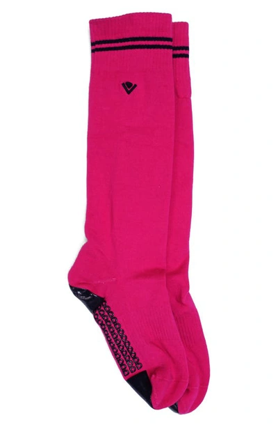 Shop Arebesk Classic Knee High Grip Socks In Neon Pink