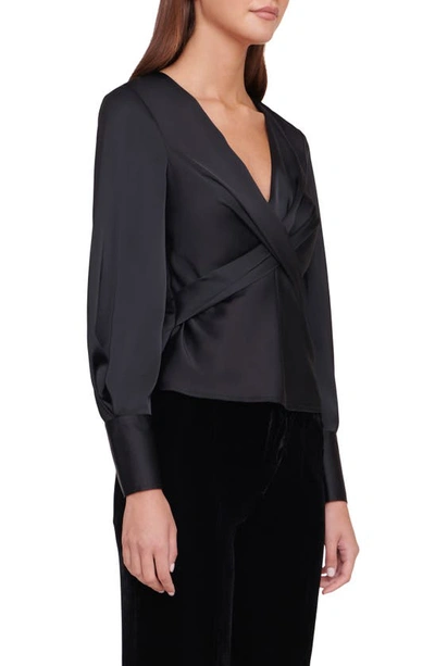 Shop Staud Madison Cross Front Blouse In Black