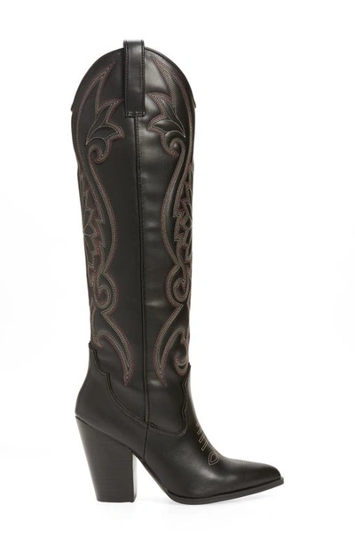 Steve Madden Lasso Knee High Western Boot In Black Mult