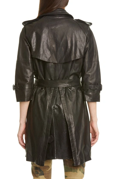 Shop R13 Leather Trench Coat In Black