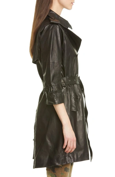 Shop R13 Leather Trench Coat In Black