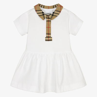 Shop Burberry Baby Girls Vintage Check Dress In White