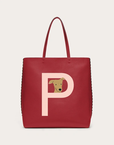 Shop Valentino Garavani Garavani Rockstud Pet Customizable N/s Tote Bag Woman Red V./poudre Uni