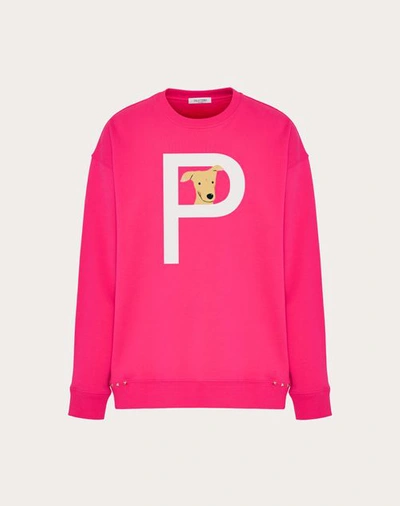 Shop Valentino Garavani Rockstud Pet Customisable Unisex Crewneck Sweatshirt In Pink/white