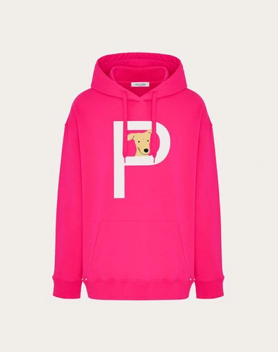Shop Valentino Garavani Rockstud Pet Customisable Unisex Hooded Sweatshirt In Pink/white