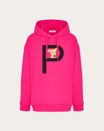 Shop Valentino Garavani Rockstud Pet Customisable Unisex Hooded Sweatshirt In Pink/black