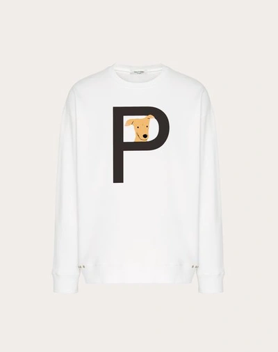 Shop Valentino Garavani Rockstud Pet Customisable Unisex Crewneck Sweatshirt In White/ Black