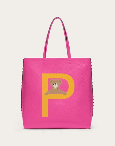 Shop Valentino Garavani Garavani Rockstud Pet Customizable N/s Tote Bag Woman Sheer Fuchsia/sunflower Uni In シアーフューシャ/サンフラワー