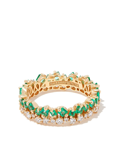 Shop Suzanne Kalan 18k Yellow Gold Emerald Diamond Ring In Green