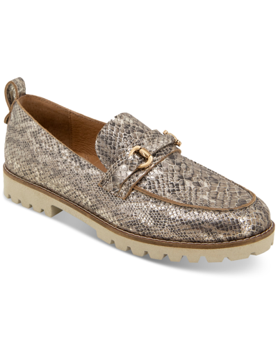 Shop Gentle Souls Women's Eugene Lug Bit Buckle Loafer Flats In Dark Brown Snake