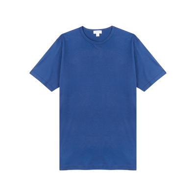 Shop Sunspel Cotton T-shirt In Dark Blue