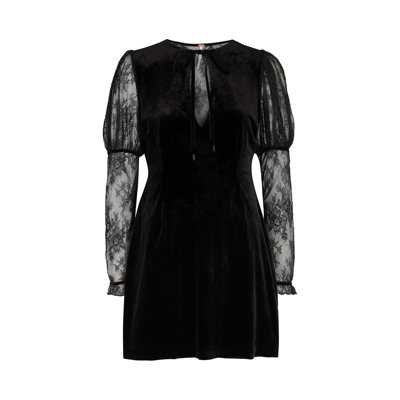 Shop Free People Midnight Hour Lace And Velvet Mini Dress In Black