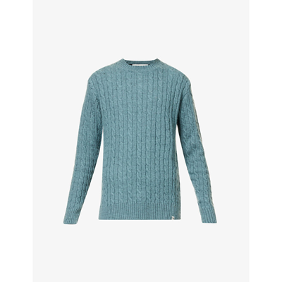Shop Peregrine Men's Seafoam Makers Stitch Cable-knit Wool-knitted Jumper