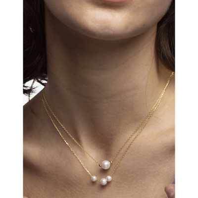 Shop La Maison Couture Amadeus Laura 14ct Yellow Gold-plated Vermeil Recycled Sterling Silver And Pearl Necklace
