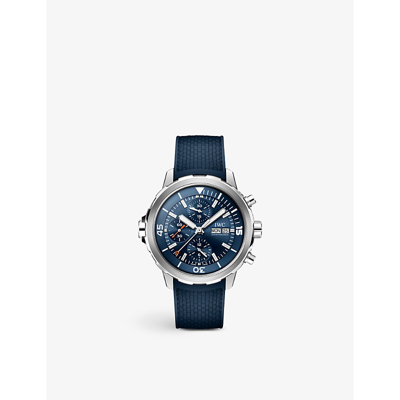 Shop Iwc Schaffhausen Men's Blue Iw376806 Aquatimer Stainless-steel And Rubber Automatic Watch