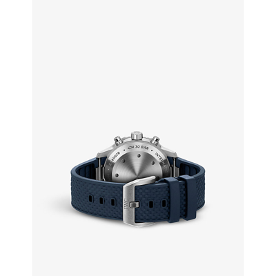 Shop Iwc Schaffhausen Men's Blue Iw376806 Aquatimer Stainless-steel And Rubber Automatic Watch
