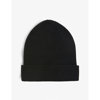 Shop Rick Owens Boys Black Kids Folded-brim Wool Beanie Hat