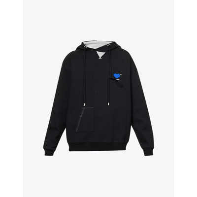 Ader Error Logo-patch Drawstring Hoodie In Black