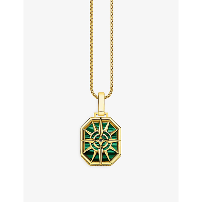 Thomas Sabo Womens Green Rebel At Heart Compass Star 18ct Yellow Gold-plated Sterling Silver, Zirconia And Malac In Green