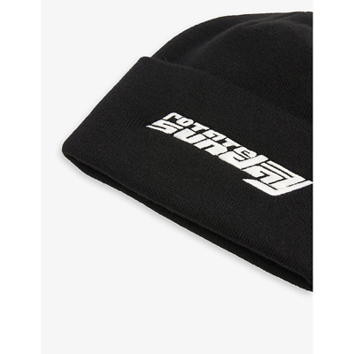 Shop Rotate Birger Christensen Logo-embroidered Recycled-polyester Blend Beanie In Black