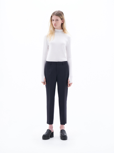 Shop Filippa K Emma Cropped Cool Wool Trousers In Blue