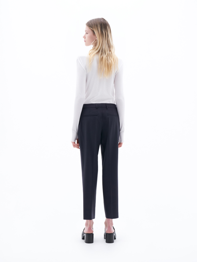 Shop Filippa K Emma Cropped Cool Wool Trousers In Blue