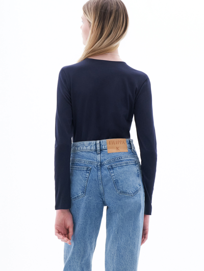 Filippa K Cotton Stretch Long Sleeve In Blue
