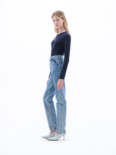 Filippa K Cotton Stretch Long Sleeve In Blue