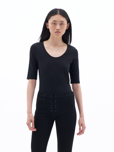 Filippa K Cotton Stretch Scoop Neck Top In Black