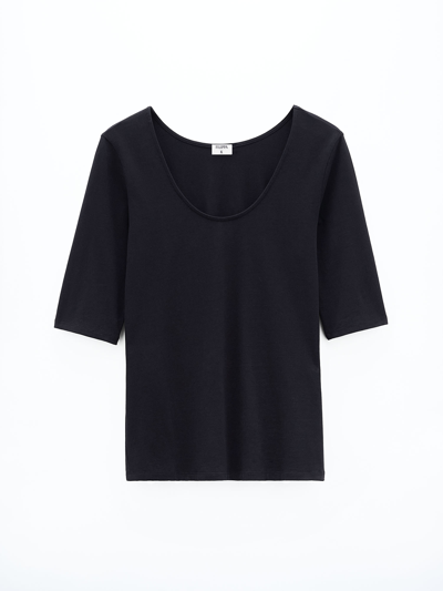 Filippa K Cotton Stretch Scoop Neck Top In Black