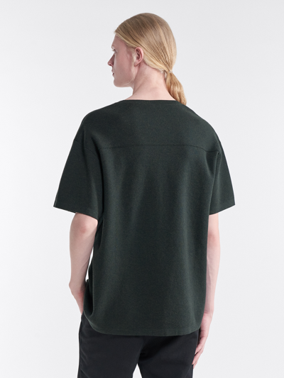 Shop Filippa K Arlo Knitted T-shirt In Dark Spruce Mel.
