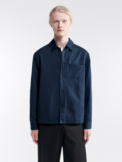 Shop Filippa K Matt Linen Overshirt In Navy