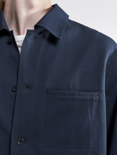 Shop Filippa K Matt Linen Overshirt In Navy